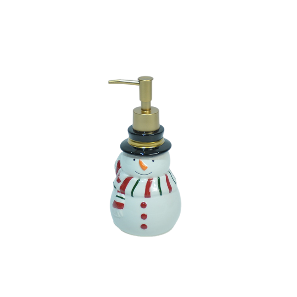 Christmas Snowman with Red Scarf & Black Hat Dolomite Lotion Dispenser