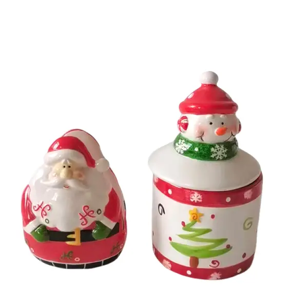 Christmas - Themed Dolomite Set: Santa - Shaped Towel Rail & Snowman - Tree Sugar Jar