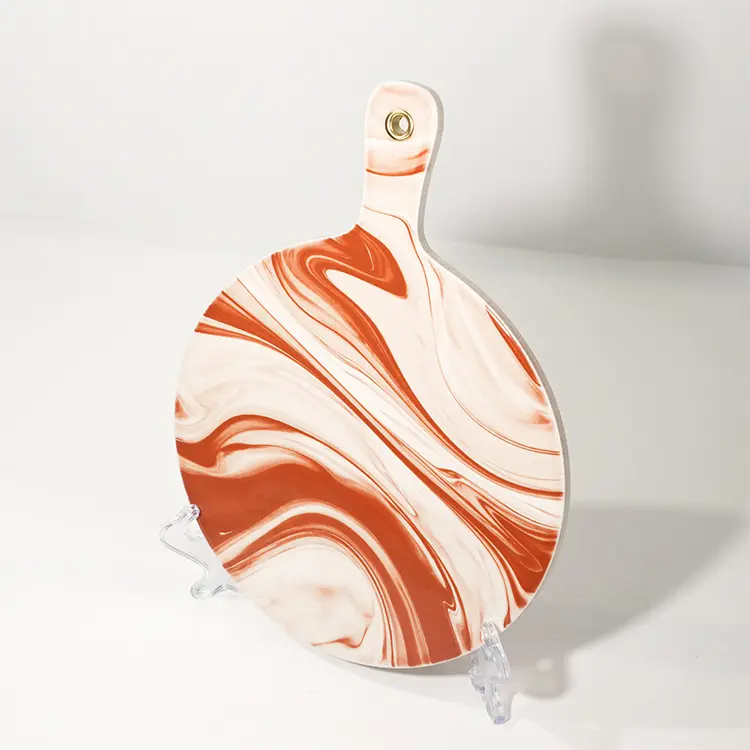 Beautiful  Ceramic Cutting Board with Marble Design Food Serving Board with Handle Serving Trays for Kitchen (10).jpg