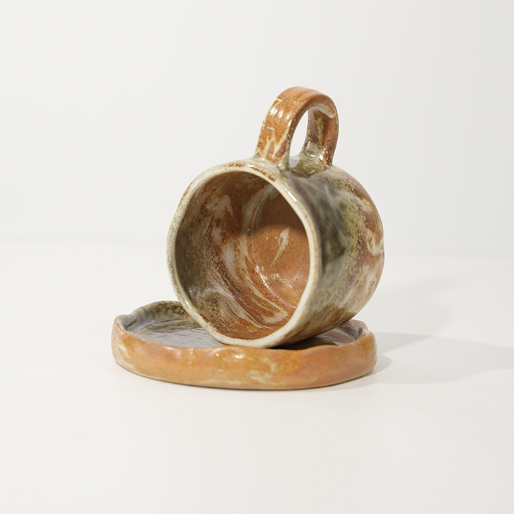 Creative Stoneware Coffee Cup with Saucer for Latte Cappuccino Tea (5).jpg