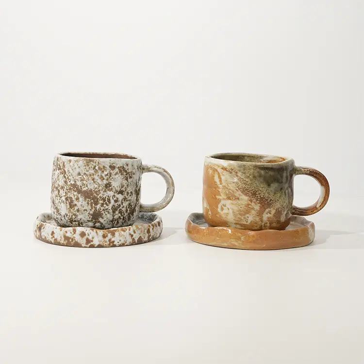 Creative Stoneware Coffee Cup with Saucer for Latte Cappuccino Tea (9).jpg
