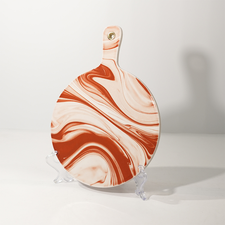 Beautiful  Ceramic Cutting Board with Marble Design Food Serving Board with Handle Serving Trays for Kitchen (12).jpg