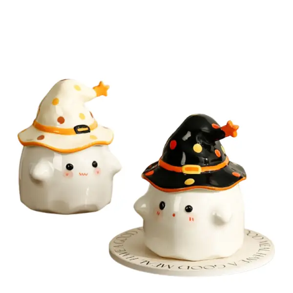 Halloween Ghost Witch Hat Ceramic Storage Jar