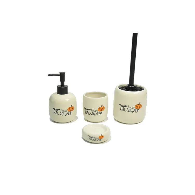 Harvest Festival White Ceramic 4-Piece Bathroom Set
