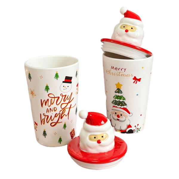 Christmas-Themed Santa Claus Lid Ceramic Mug