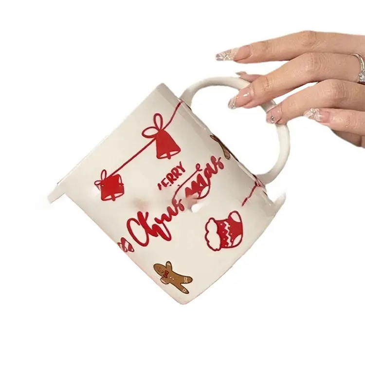 Red White Christmas Elements Hand-Painted Ceramic Mug