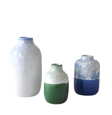 Modern Art Inspired Splatter Spot Color Block Ceramic Vase Set
