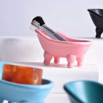 Multicolor Bathtub-Shaped Ceramic Soap Dish
