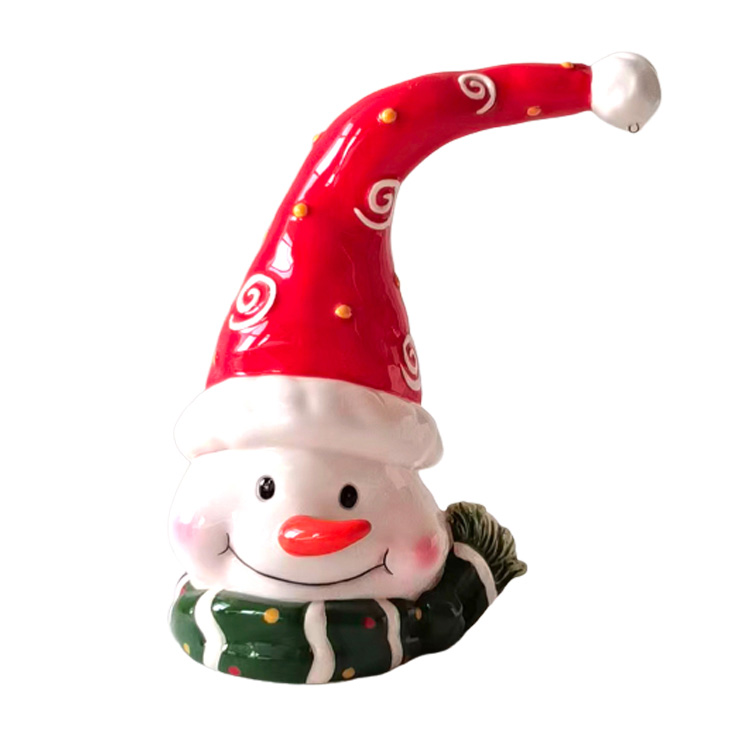Christmas Curved - Hat Snowman Gnome Dolomite Ceramic Figurine