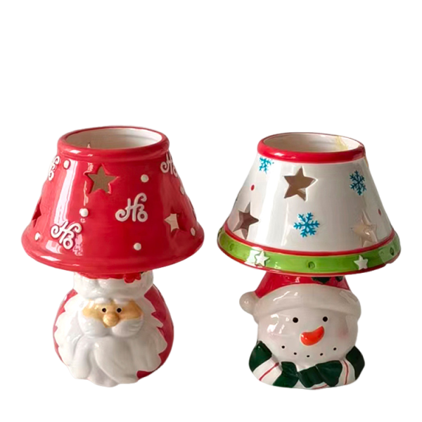 Christmas Dolomite Candle Holder Set - Santa & Snowman Designs