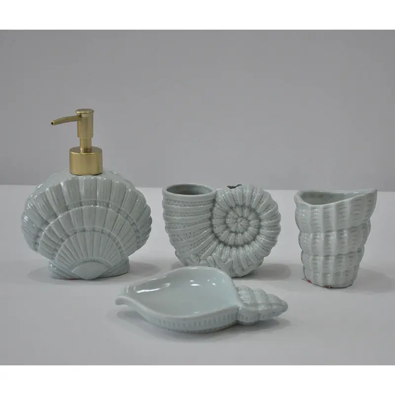 Ocean series shell shaped bathroom four piece set