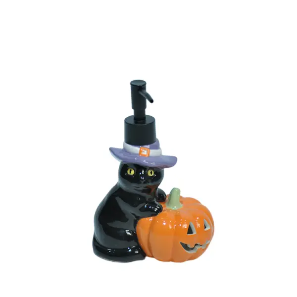 Halloween Black Cat & Pumpkin Dolomite Lotion Dispenser