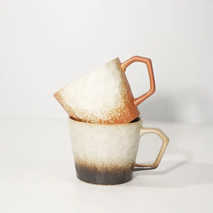 Wholesale Coffee Cups Creative Tea Japanese Coarse Pottery Clay Ceramic Retro Cup Mug Home Cross-border Gifts (13)