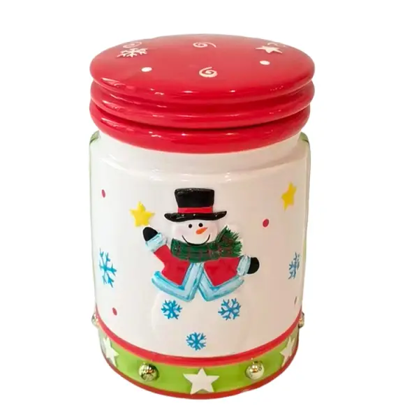 Christmas Snowman - Patterned Dolomite Storage Jar