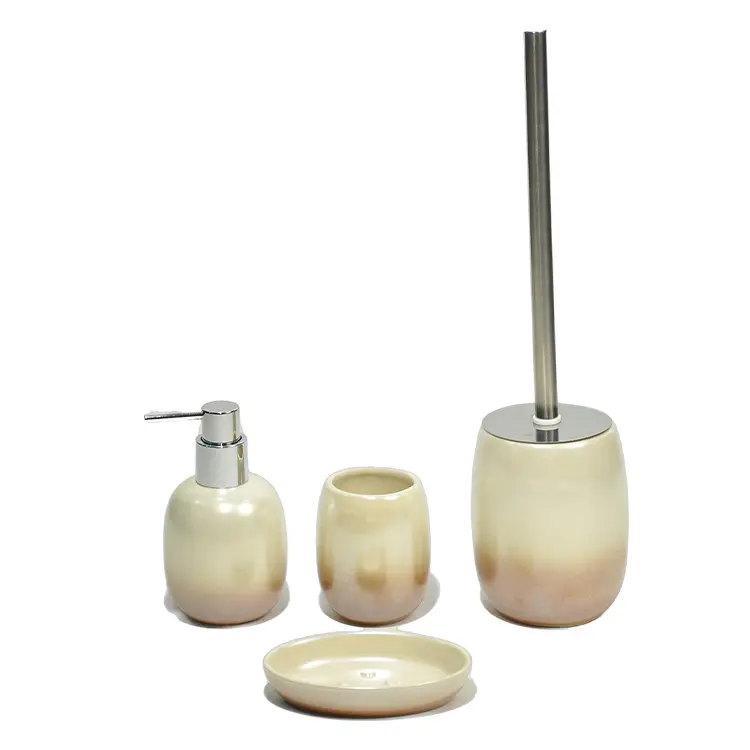 Gradient Brown Ceramic Bathroom 4-Piece Set