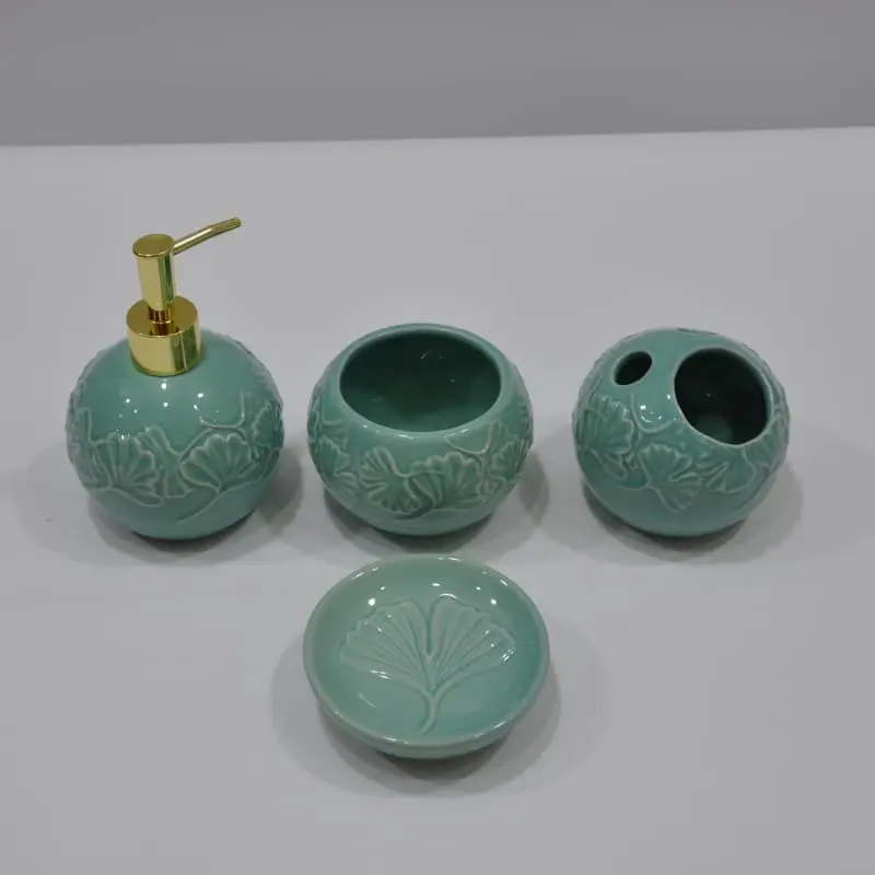 Ginkgo leaf relief bathroom four piece set