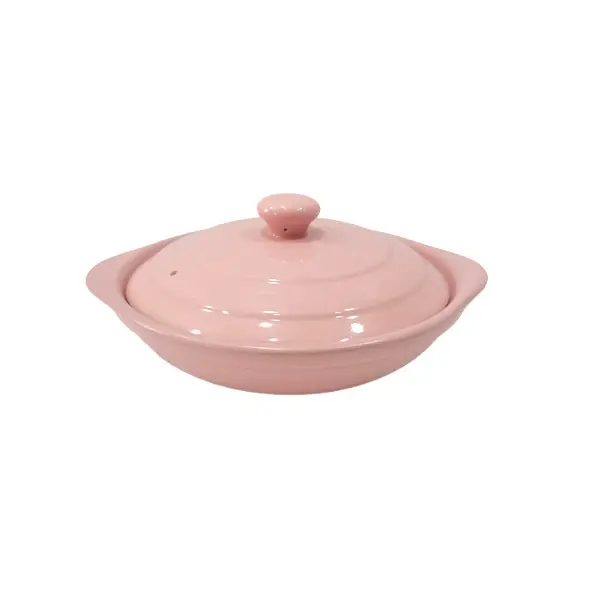 Modern Pink Rectangular Stoneware Baker | 3L Shallow Ceramic Casserole Dish -...