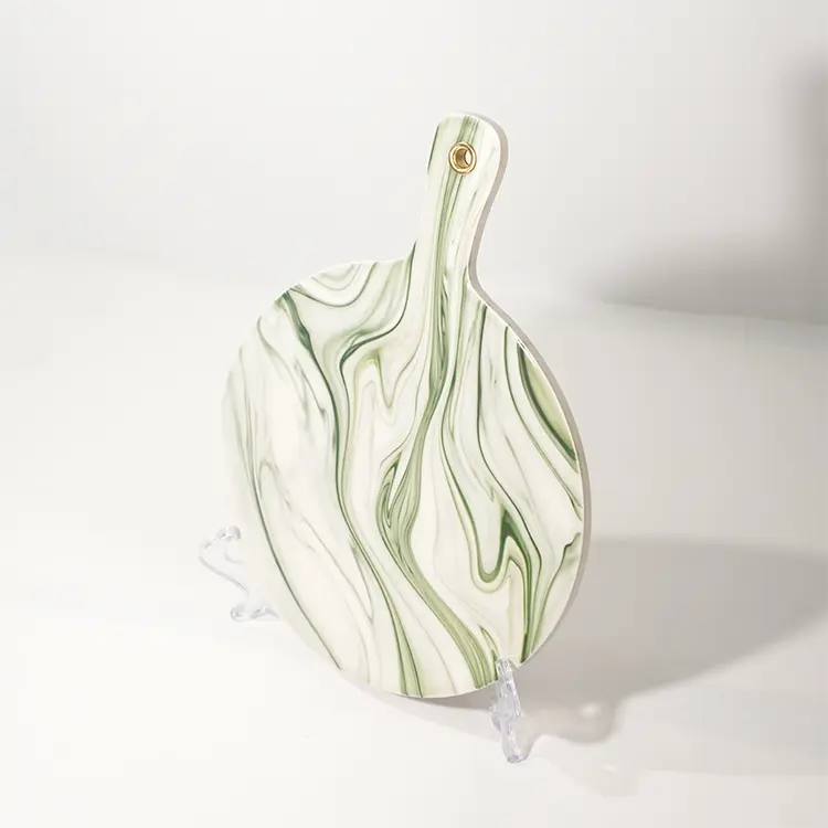 Beautiful  Ceramic Cutting Board with Marble Design Food Serving Board with Handle Serving Trays for Kitchen (3).jpg