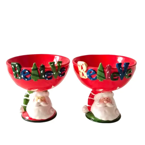 Christmas Santa Claus Dolomite Candle Holder