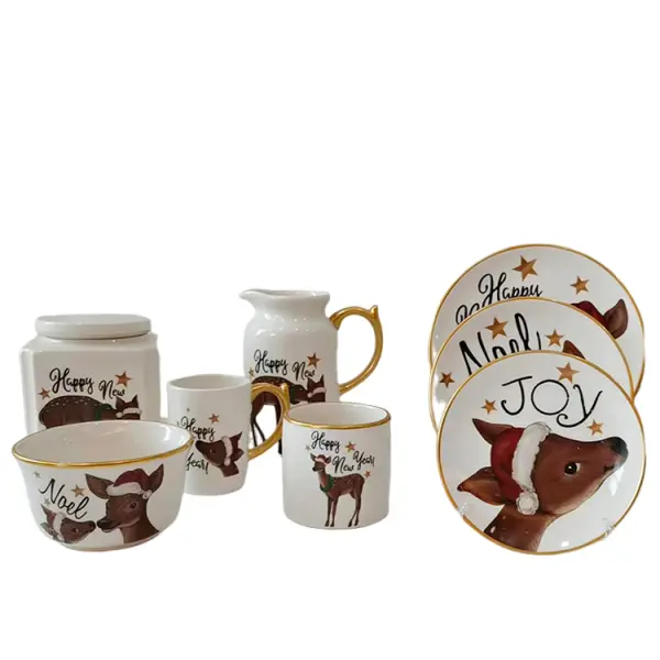 Christmas Reindeer - Themed Dolomite Dinnerware Set