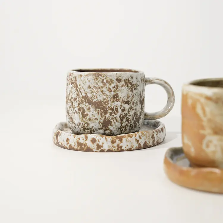 Creative Stoneware Coffee Cup with Saucer for Latte Cappuccino Tea (8).jpg