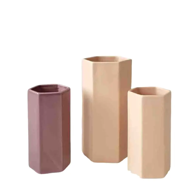 Minimalist Morandi Hexagonal Stoneware Vase